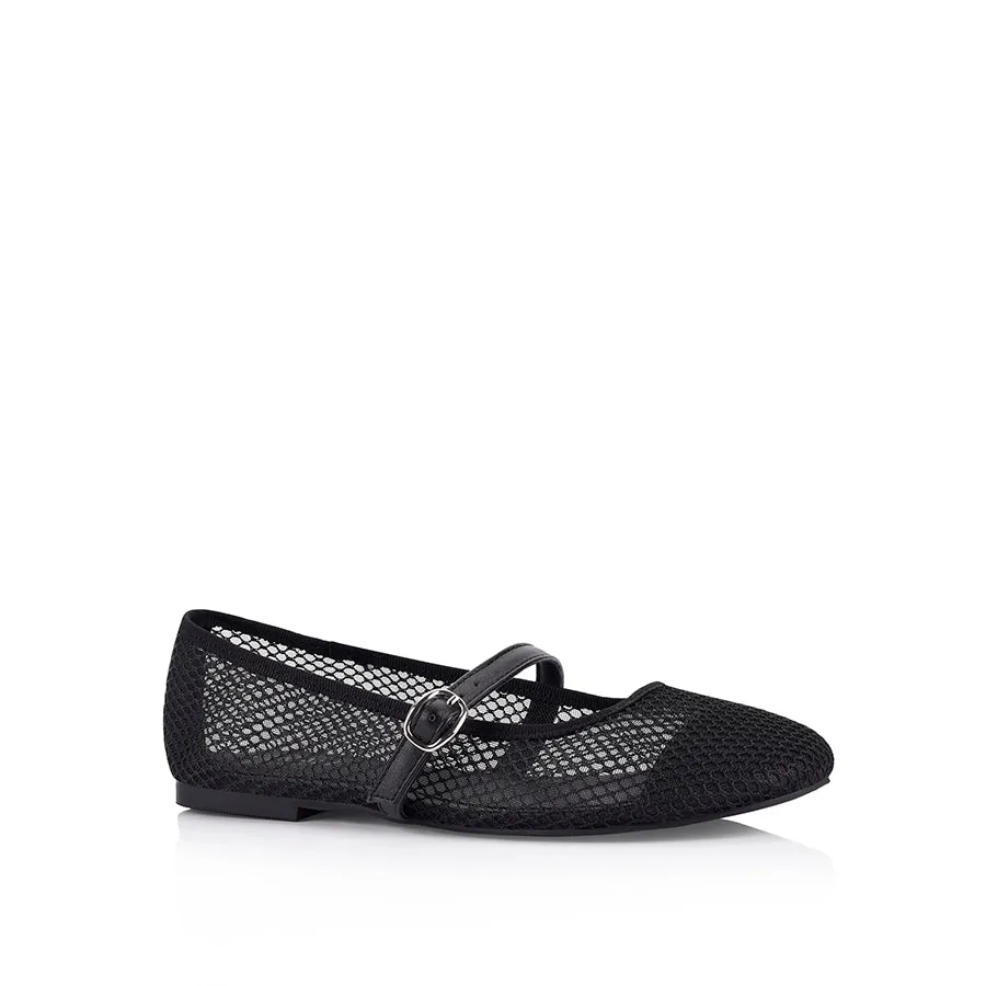 Bambam Mary-Jane Flats - Black Mesh