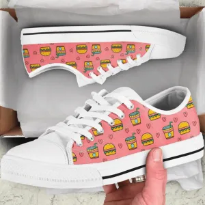 Burger Canvas Low Top Shoes, Low Top Sneaker, Low Top Canvas Shoes