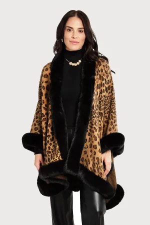 Cheetah Print Kimono Faux Fur Cape