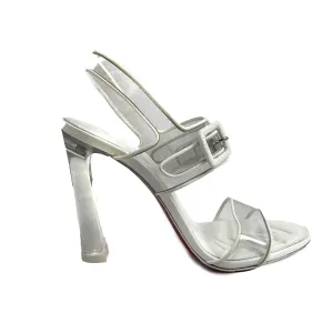 Christian Louboutin Loubi Duniss 100 White Clear PVC Strap Heel Pump 38.5 US 8.5