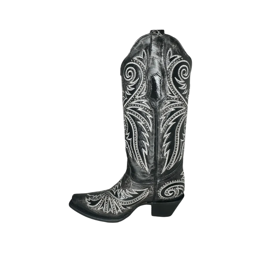 Corral Ladies Embroidered & Studded Black Western Boots