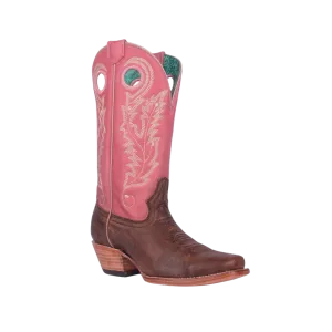 Corral Women's Embroidery Square Toe Western Brown & Pink Boots