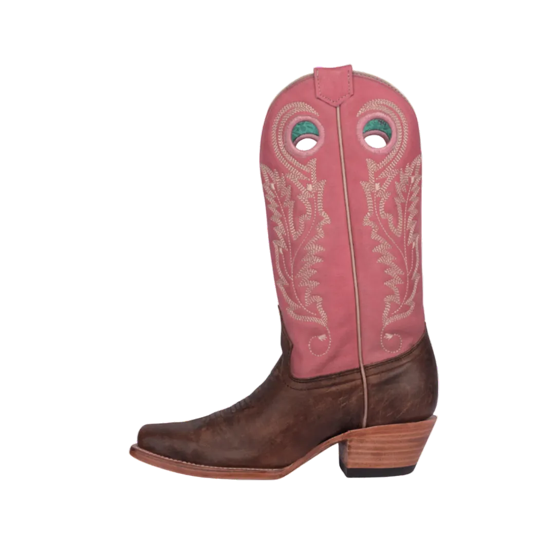 Corral Women's Embroidery Square Toe Western Brown & Pink Boots