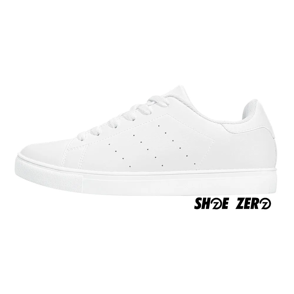 Customizable Breathable Vegan Leather Low Top Sneakers (White)