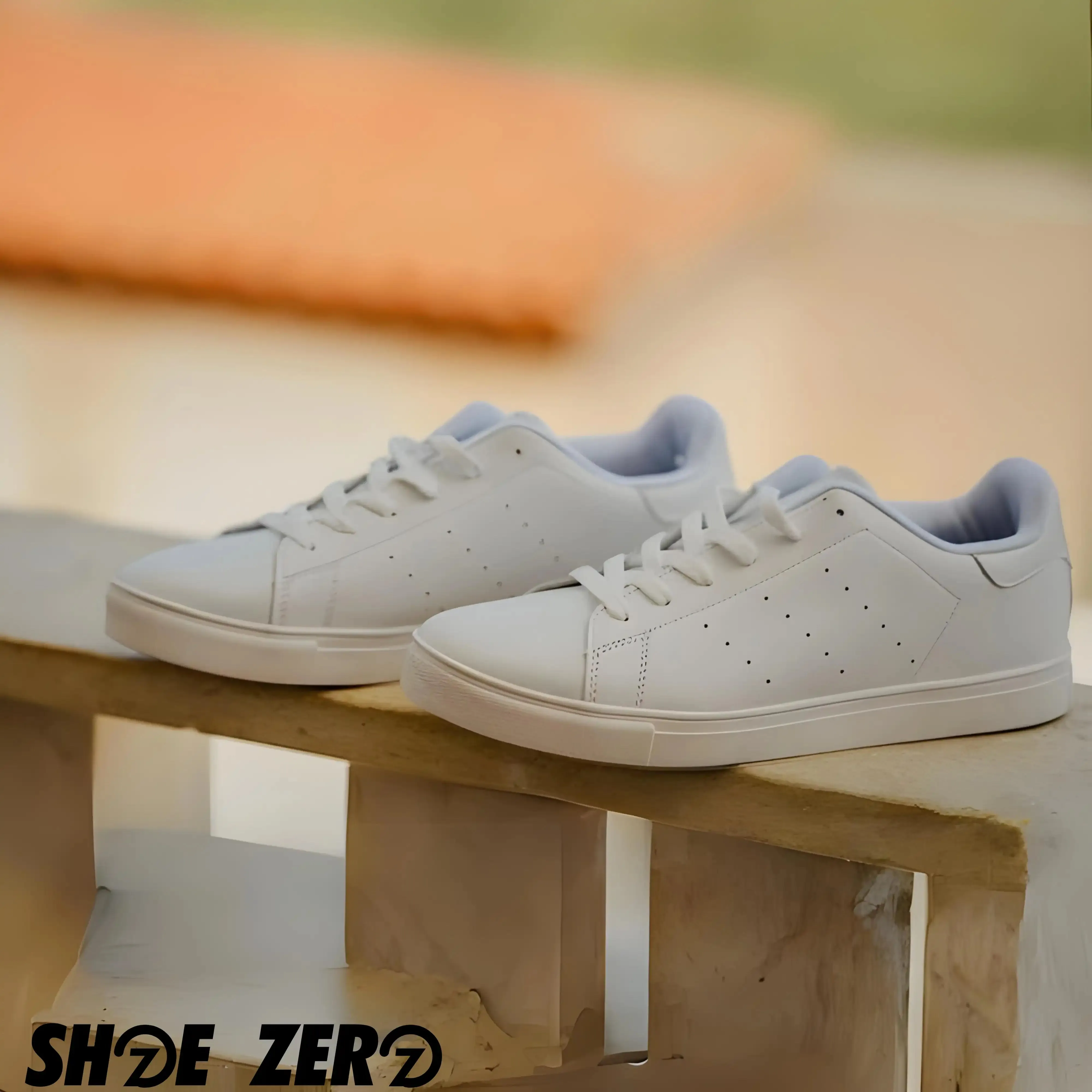 Customizable Breathable Vegan Leather Low Top Sneakers (White)