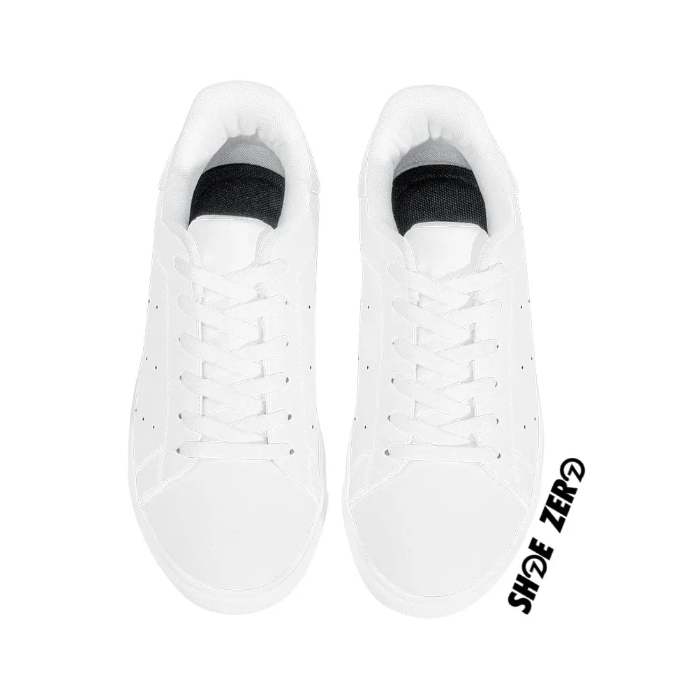 Customizable Breathable Vegan Leather Low Top Sneakers (White)