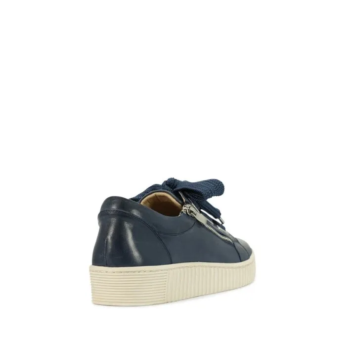 EOS Jovi Leather Trainer Navy Lace Up with Zip