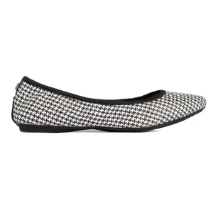 JANEY Ballet Flat Shoes - Black Houndstooth