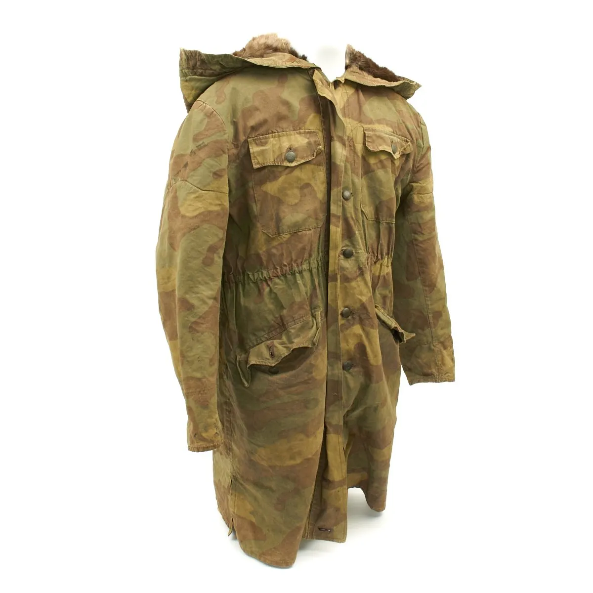 Original German WWII SS Italian Camouflage M1943 Winter Uniform Parka - Rabbit Fur