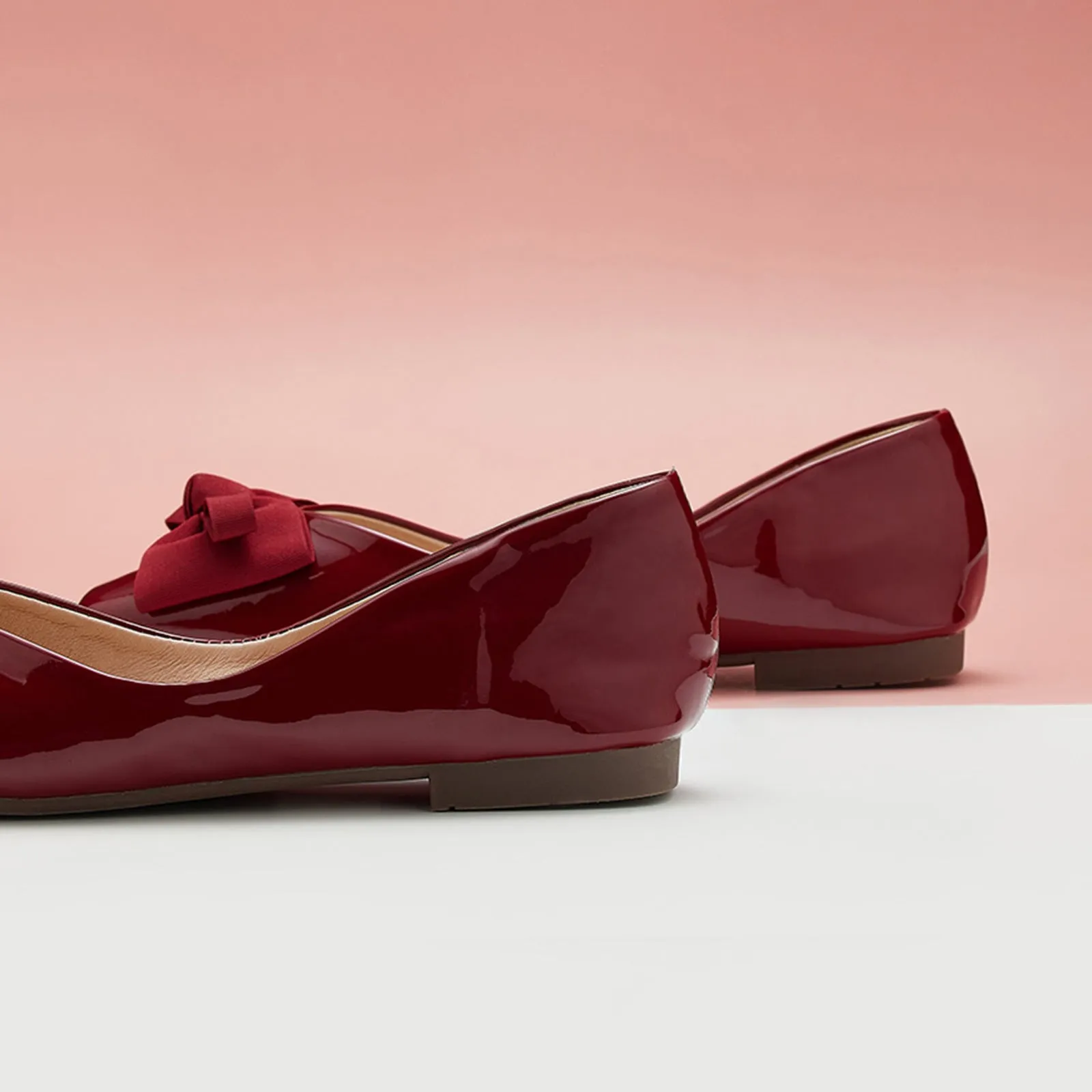 Patent Bow Ballerina Flats (Eva) Red