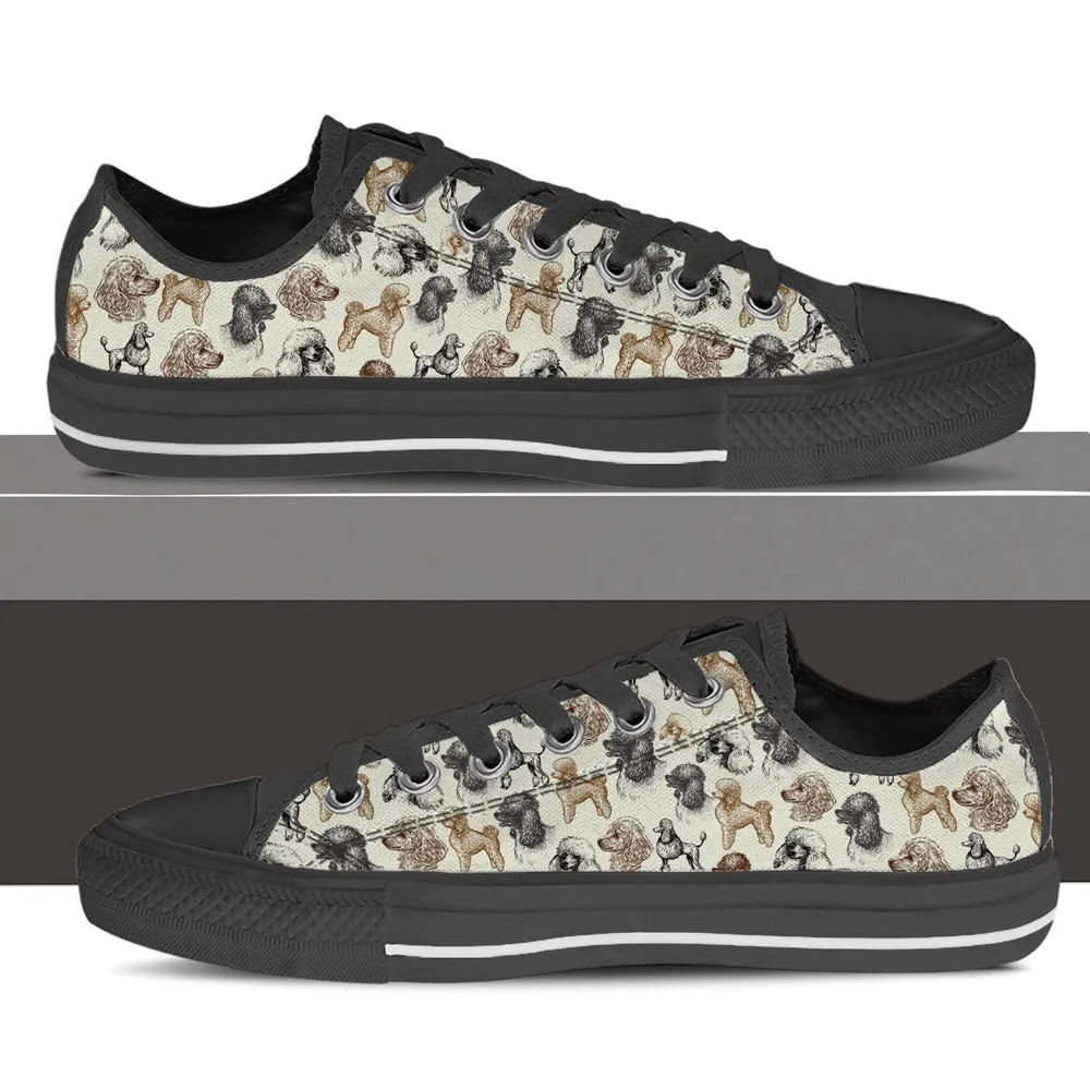 Poodle Low Top Shoes - Lowtop Casual Shoes Gift For Adults, Dog Printed Shoes, Canvas Shoes For Men, Women