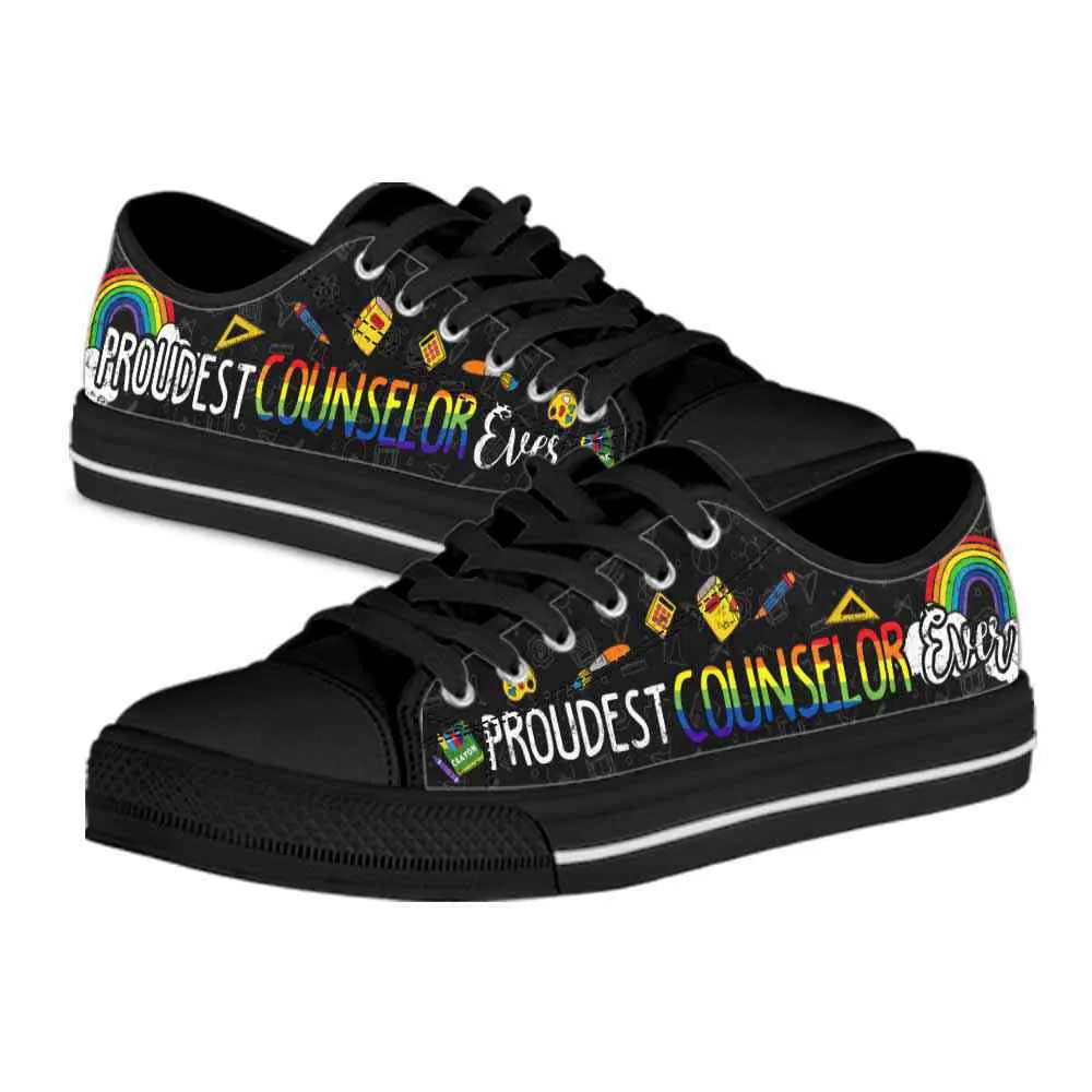 Proudest School Counselor Ever Rainbow Low Top Shoes, Teacher Shoes, Low Top Sneakers