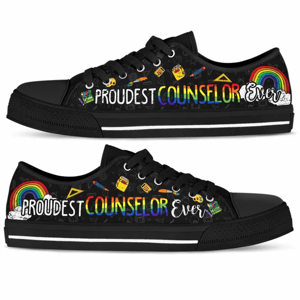 Proudest School Counselor Ever Rainbow Low Top Shoes, Teacher Shoes, Low Top Sneakers