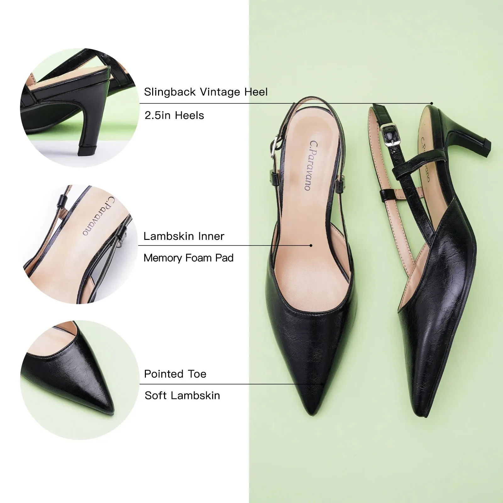 Sleek Pointed Toe Chic Slingback Pumps