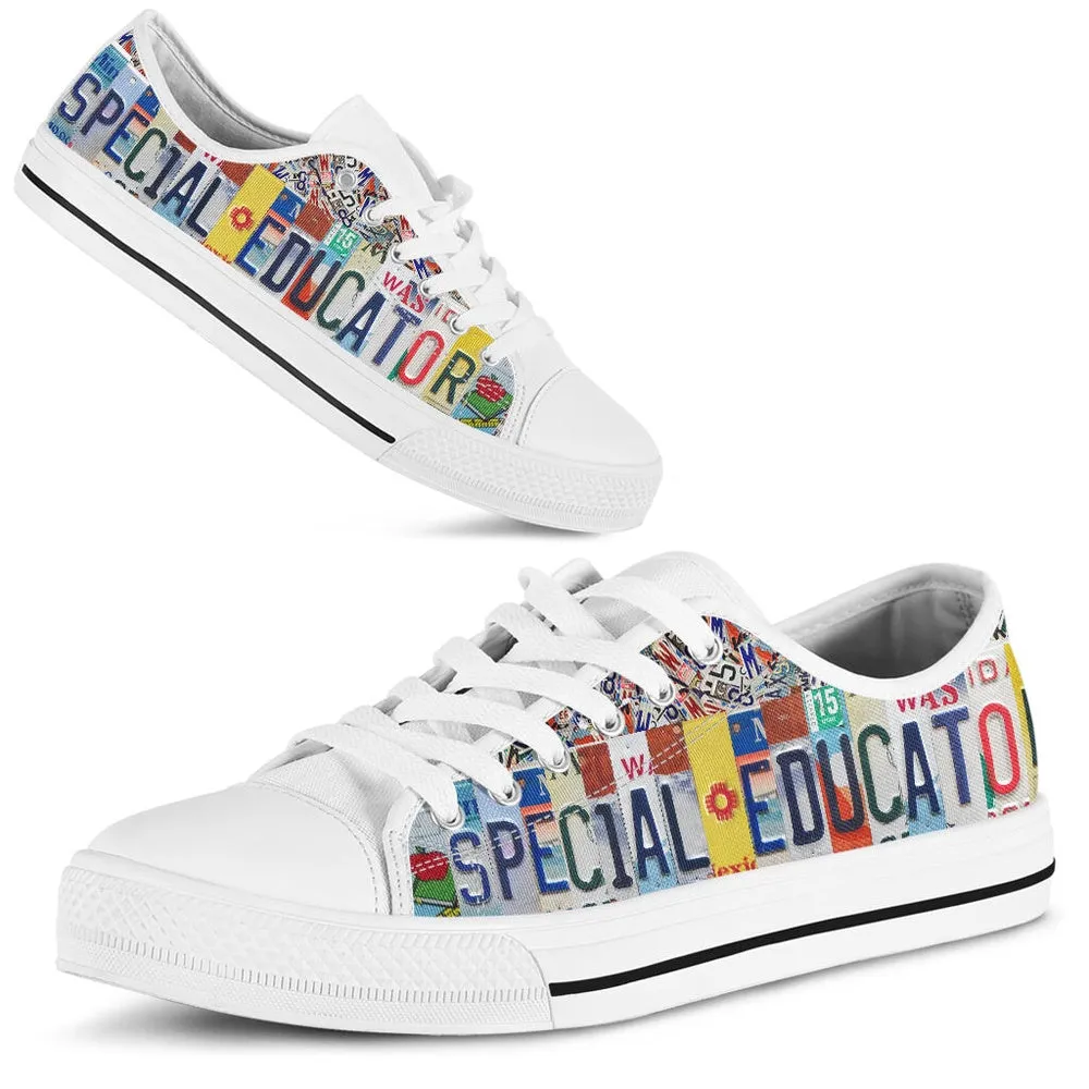 Special Educator License Plates Low Top Shoes, Teacher Shoes, Low Top Sneakers