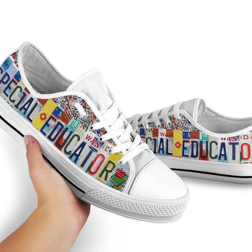 Special Educator License Plates Low Top Shoes, Teacher Shoes, Low Top Sneakers