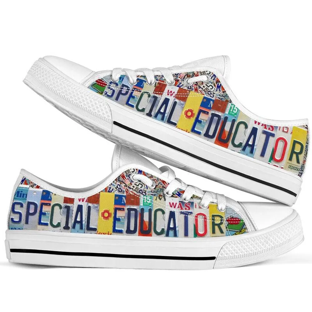 Special Educator License Plates Low Top Shoes, Teacher Shoes, Low Top Sneakers