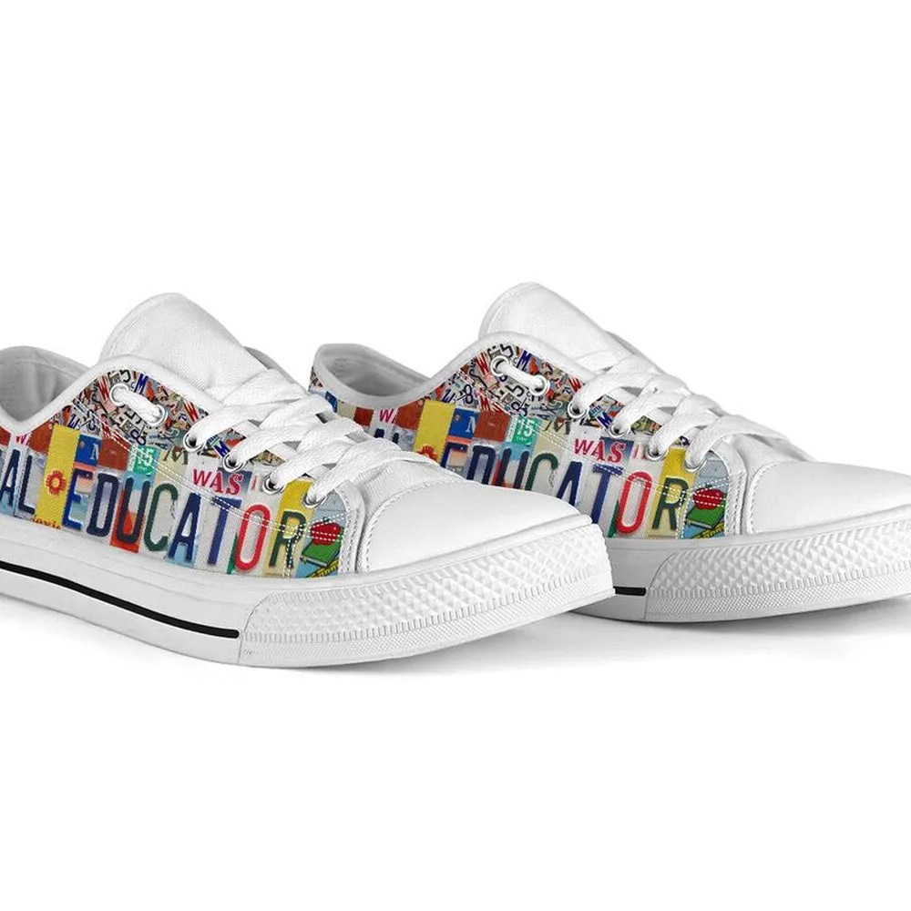 Special Educator License Plates Low Top Shoes, Teacher Shoes, Low Top Sneakers