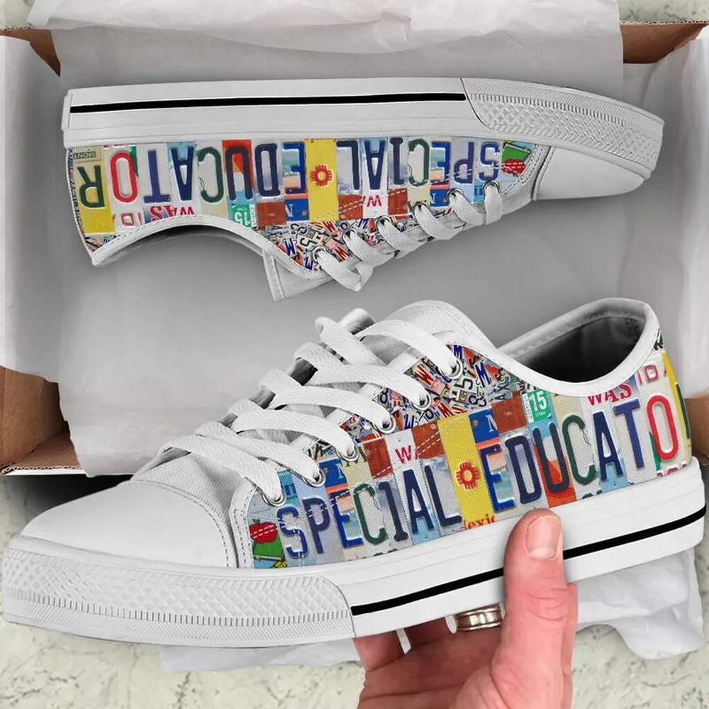 Special Educator License Plates Low Top Shoes, Teacher Shoes, Low Top Sneakers