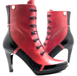 St Lucia- Red/Black- Button boot