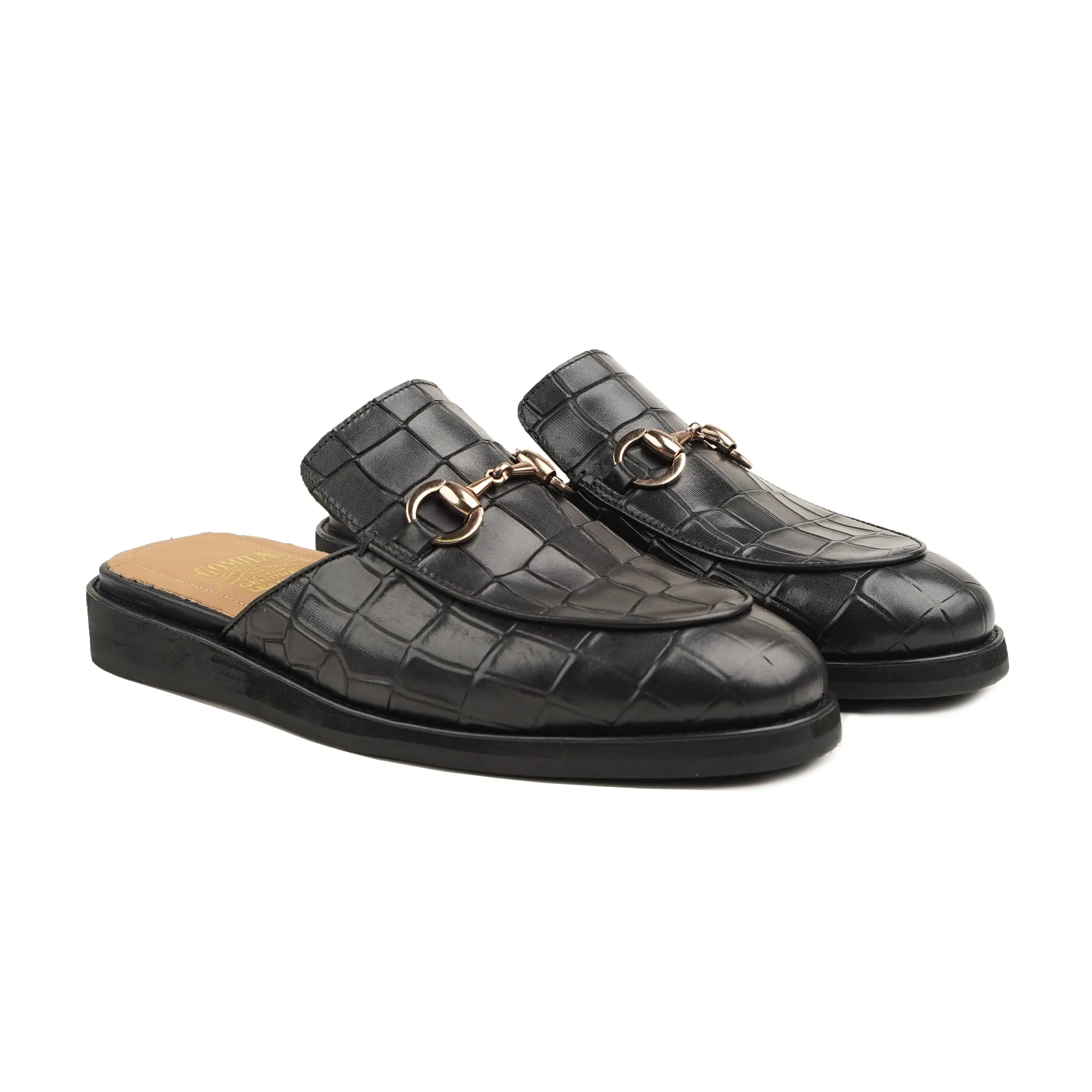 Toshie - Men's Black Calf Leather Slipper