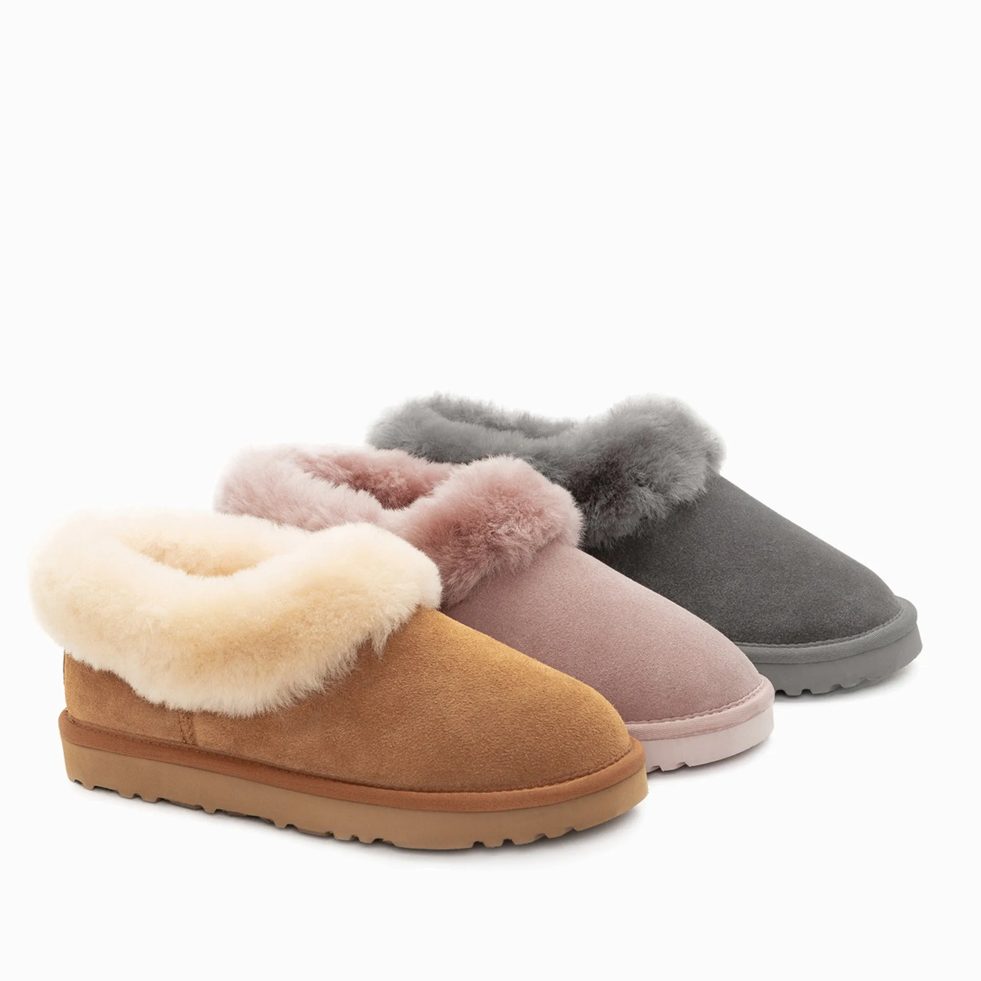 Ugg Slippers Avery Unisex Premium Sheepskin Slippers Suede (Unisex Cow Suede)