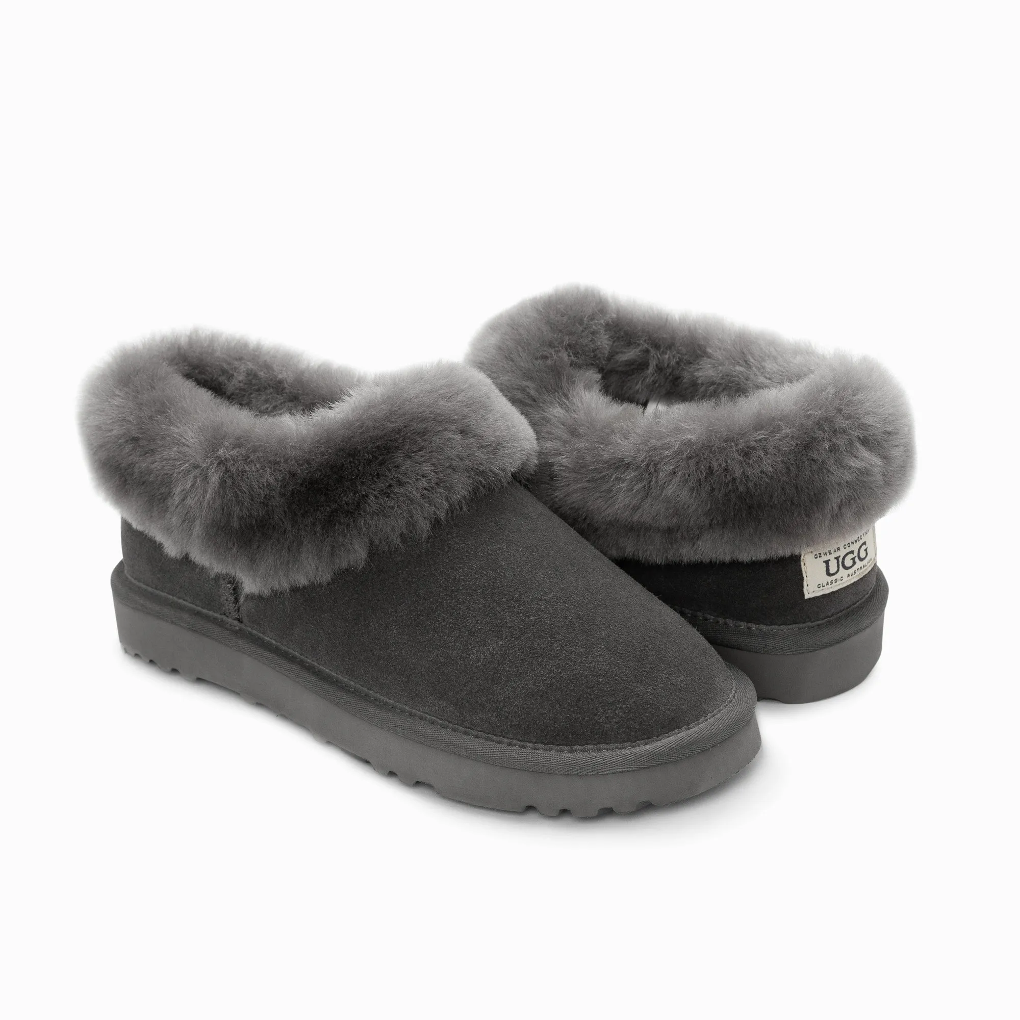 Ugg Slippers Avery Unisex Premium Sheepskin Slippers Suede (Unisex Cow Suede)