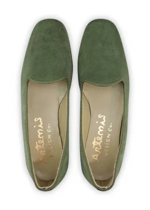 Women's Suede Loafers, Kombu Green